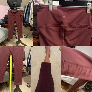 Burgundy Lululemon High-Waisted Cropped Leggings